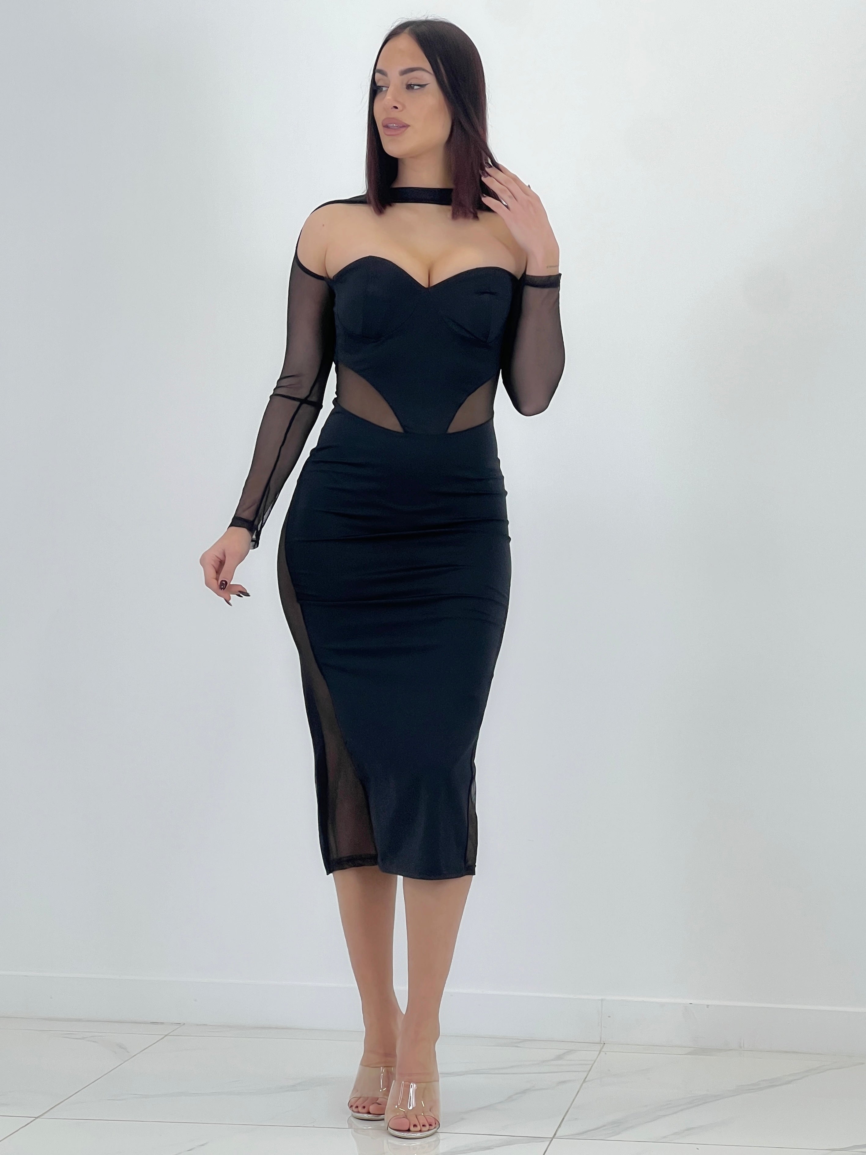 Vestido midi transparecia Aixa