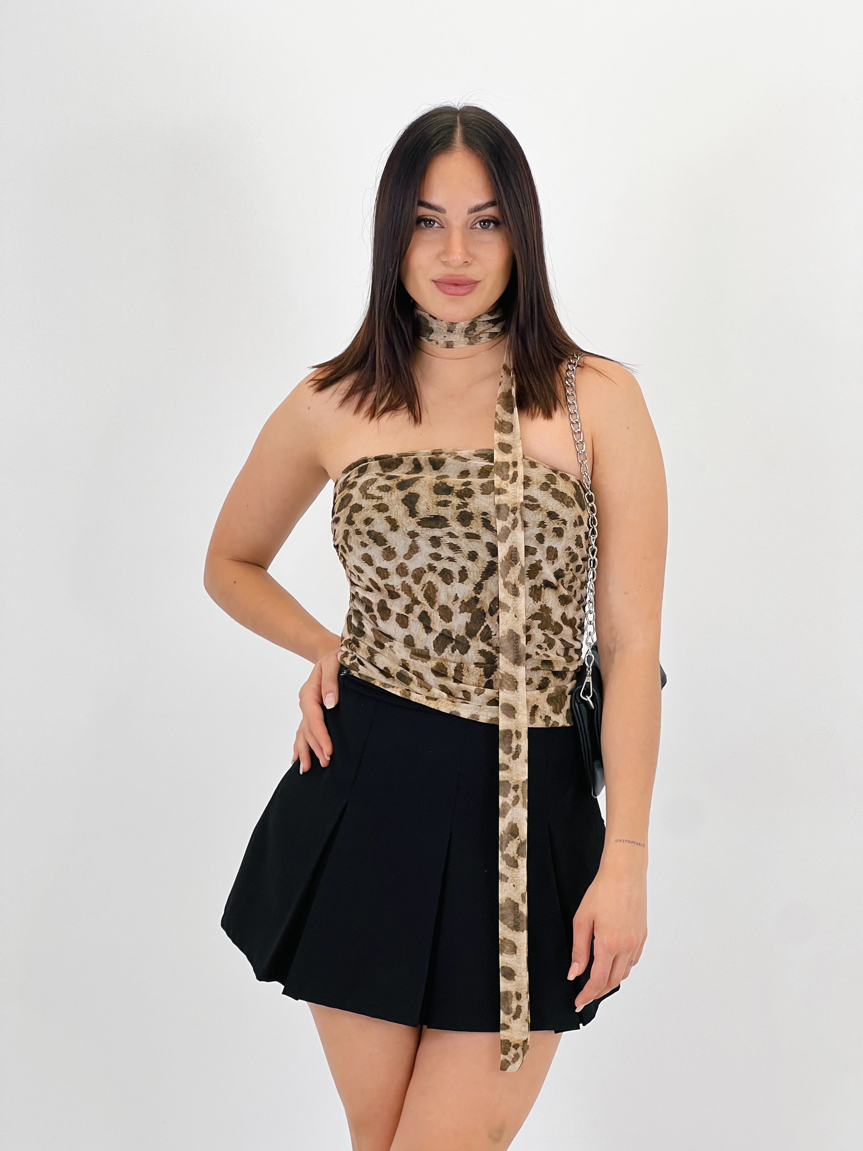 Conjunto tul choker animal print
