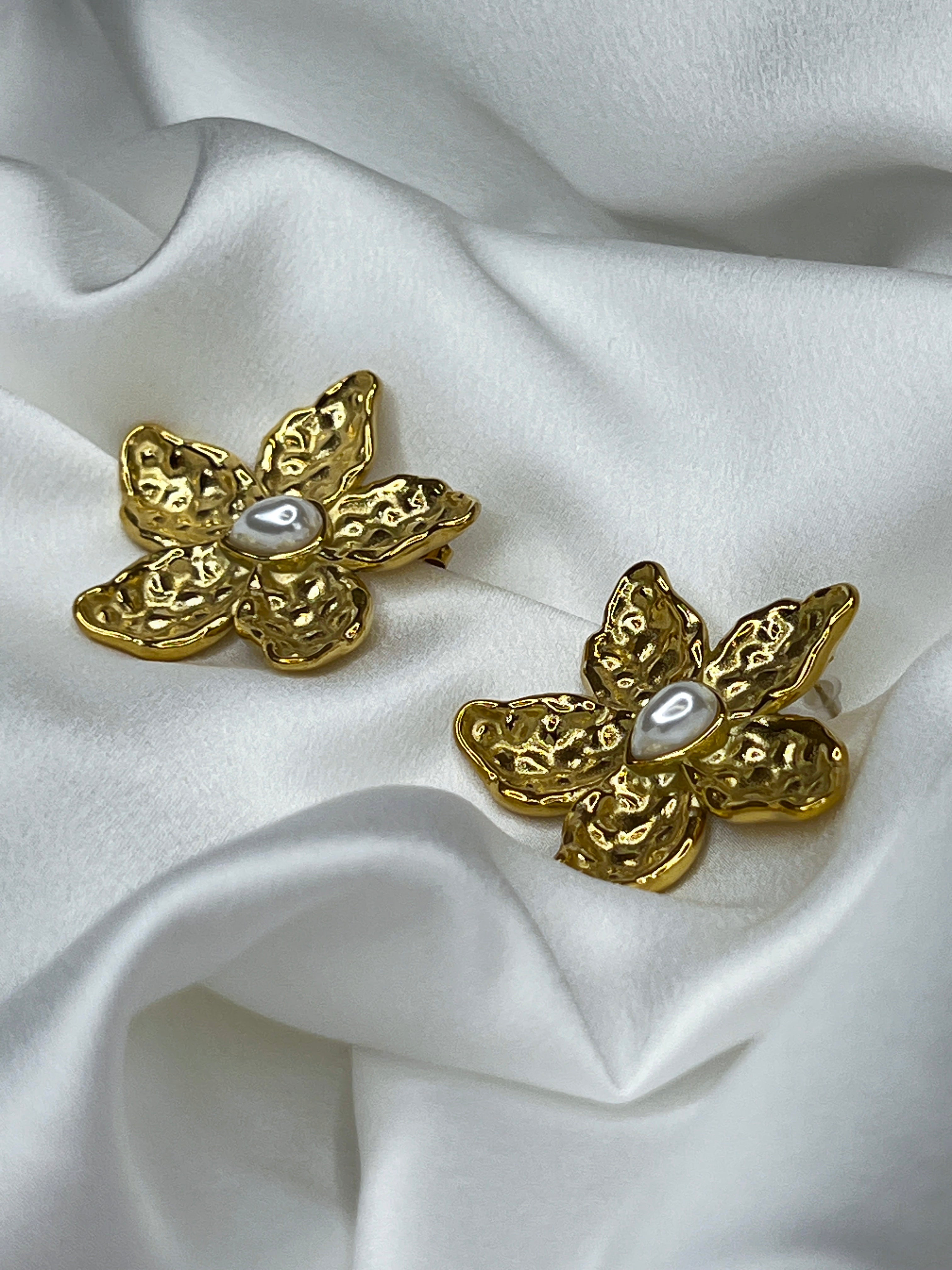 Pendientes flor perla